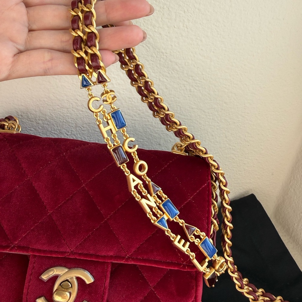 Chanel Burgundy Quilted Velvet Flap Bag - Picture 3 of 16